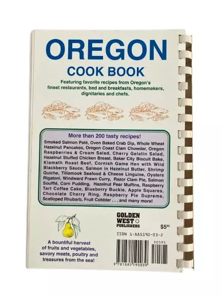 Vintage Oregon Cook Book by Janet Walker 1995 Spiral Recipe Collection