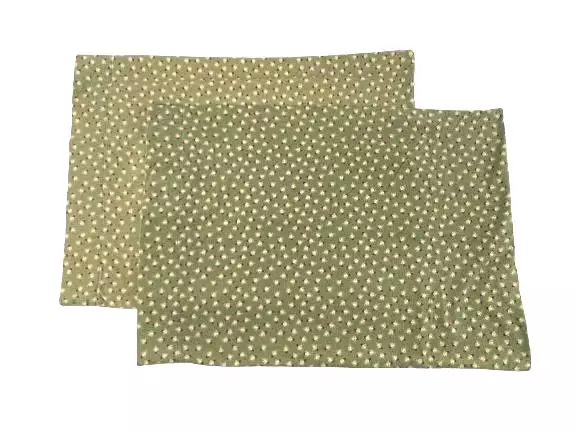 Handmade Set of 2 Standard Pillowcases Green Red White Tree Pattern