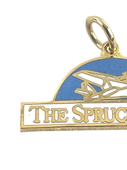 The Spruce Goose Aircraft Necklace Pendant Aviation Collectible Brass Tone Blue