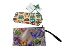 Lot of 2 Annabel Trends Owl & Butterfly Cosmetic Bags - Good Condition