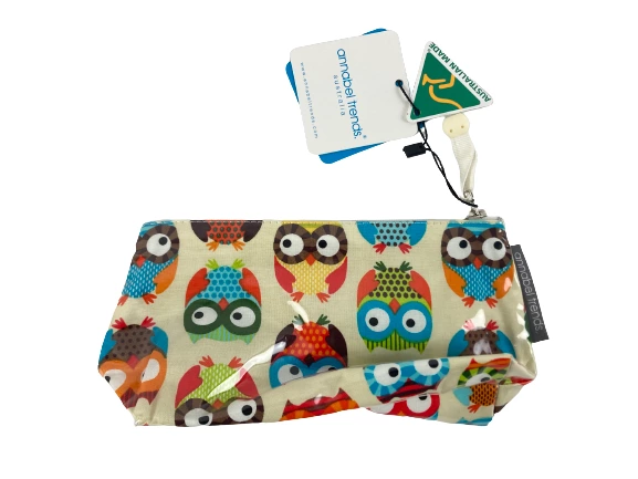 Lot of 2 Annabel Trends Owl & Butterfly Cosmetic Bags - Good Condition