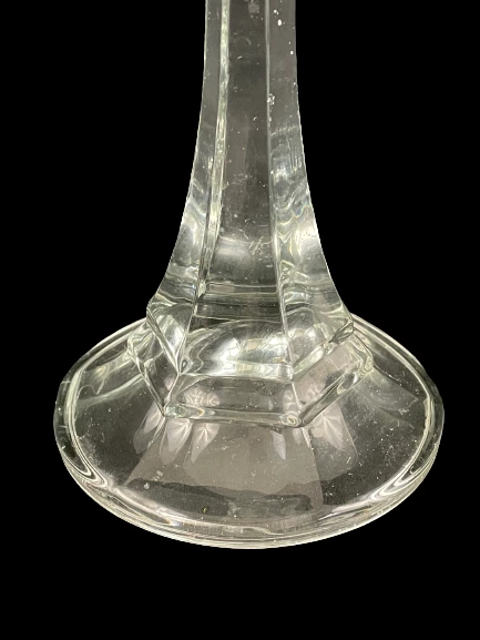 Lot of 2 Vintage Hexagon Glass Tapered Candle Holders 7.5" Tall