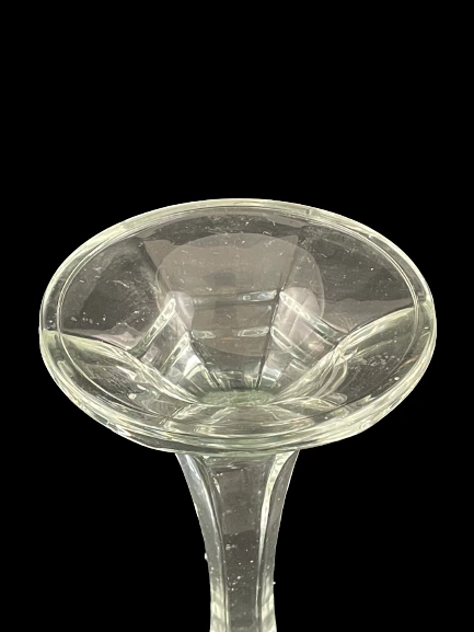 Lot of 2 Vintage Hexagon Glass Tapered Candle Holders 7.5" Tall