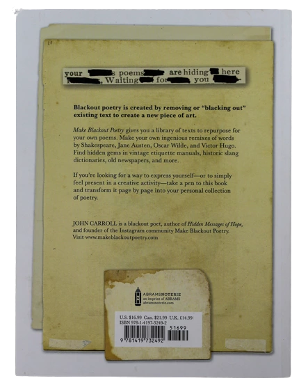 Make Blackout Poetry Book by John Carroll - Good Pre-Owned Condition
