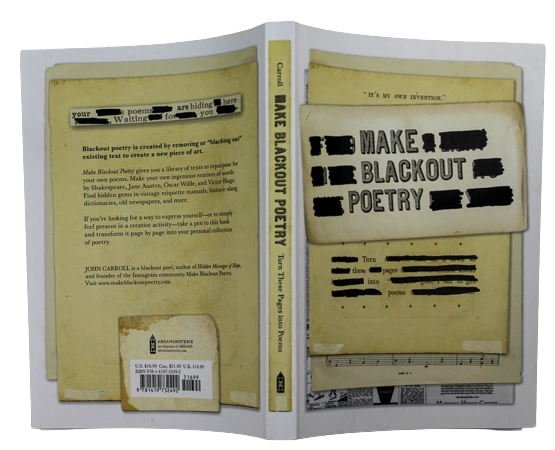 Make Blackout Poetry Book by John Carroll - Good Pre-Owned Condition