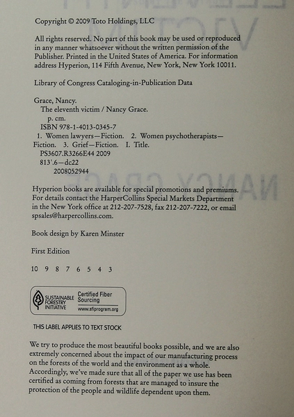 The Eleventh Victim by Nancy Grace, 2009 Hardcover Book, Good Condition