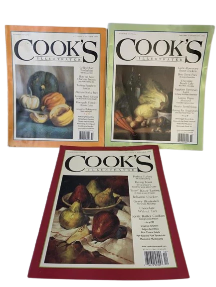 Lot of 3 Cook's Illustrated Magazines Jan-Feb & Sept-Oct 2004 Pre-owned