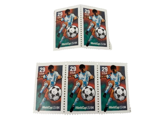 Lot of 5 Vintage 1992 World Cup USA 29 Cent Stamps - Mint Never Hinged