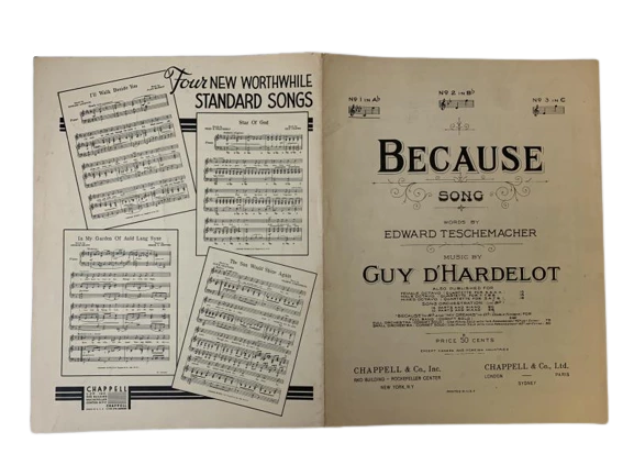 Vintage 1909 Sheet Music "Because" by Teschemacher & D'Hardelot