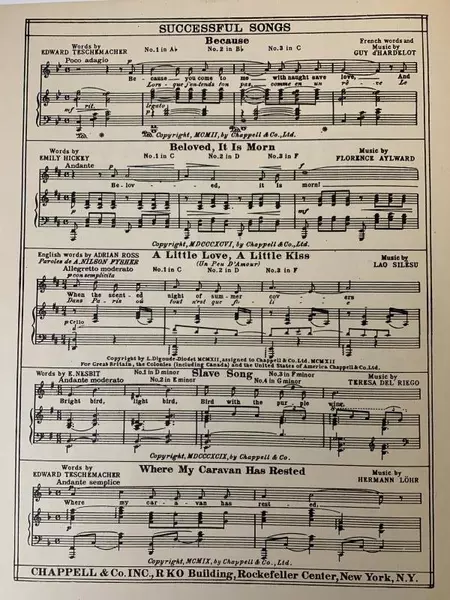 Vintage 1909 Sheet Music "Because" by Teschemacher & D'Hardelot