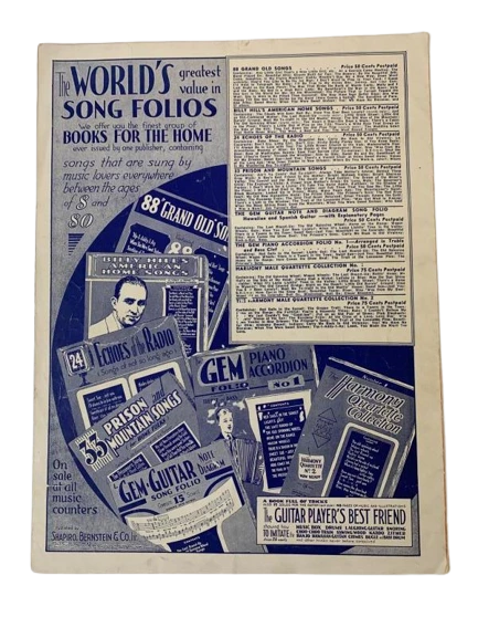 Vintage 1939 Sheet Music "South of the Border" by Barry Wood