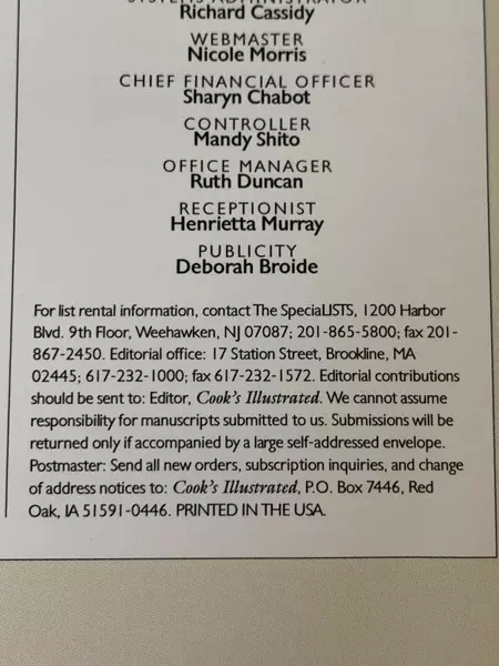 Cook's Illustrated December 2002 Magazine - Pre-Owned America’s Test Kitchen