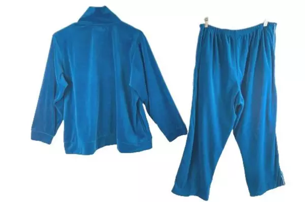 Vtg Anthony Richards Women's Tracksuit Set XLP Turquoise Embroidered Hemmed