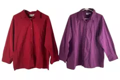 Lot of 2 Haband Men's XL Vintage Dress Shirts Red & Purple - Good Condition