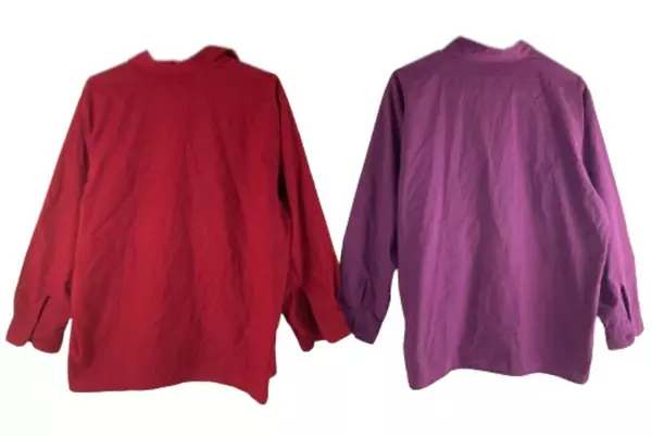 Lot of 2 Haband Men's XL Vintage Dress Shirts Red & Purple - Good Condition