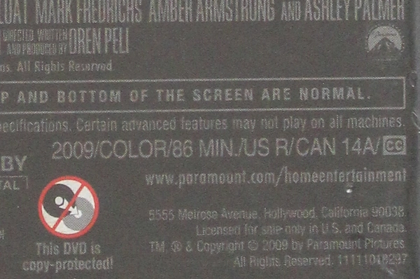 Paranormal Activity DVD 2009 Sealed Horror Movie Paramount DreamWorks