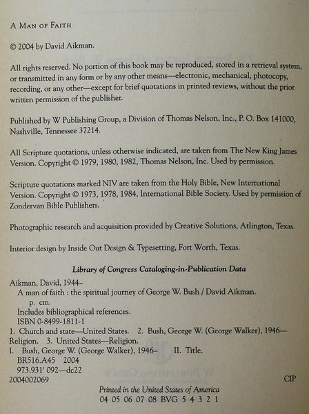 A Man of Faith: The Spiritual Journey of George W. Bush by David Aikman HC