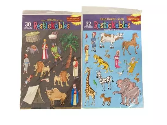 Lot of 2 New Sound Kids Bible Stories Stickers - Noah & Daniel Themes