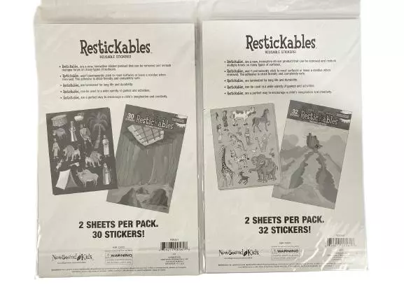 Lot of 2 New Sound Kids Bible Stories Stickers - Noah & Daniel Themes