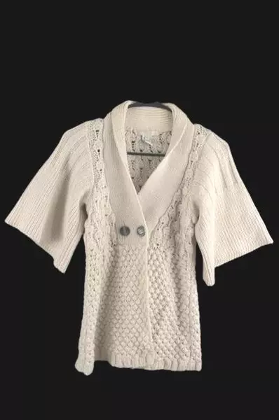 Design History Women's Cardigan Sweater XS Cream 3/4 Sleeve 2 Button Closure