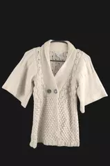 Design History Women's Cardigan Sweater XS Cream 3/4 Sleeve 2 Button Closure