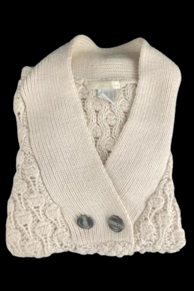 Design History Women's Cardigan Sweater XS Cream 3/4 Sleeve 2 Button Closure
