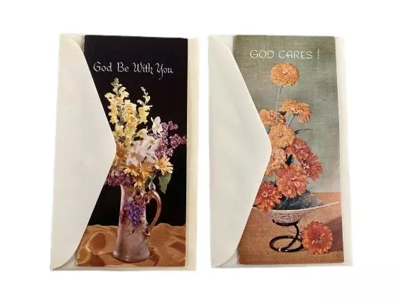 Lot of 2 Vintage Sunshine Line Religious Greeting Cards & Envelopes USA
