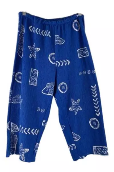 Vintage MaxiMa Women's Large Crinkle Blue Fish 2-Piece Outfit Sweatsuit