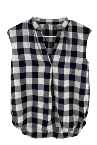 Premium Brands Opco Women's Blue White Checkered Sleeveless Blouse M