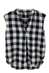 Premium Brands Opco Women's Blue White Checkered Sleeveless Blouse M