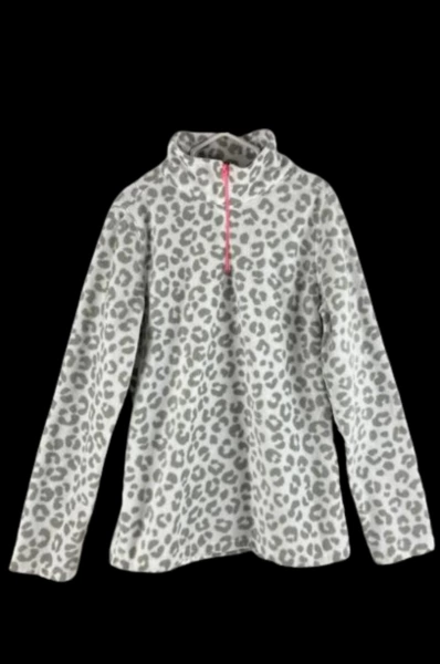 French Toast Girl's Pullover Jacket Size 10-12 Gray White Animal Print Zip
