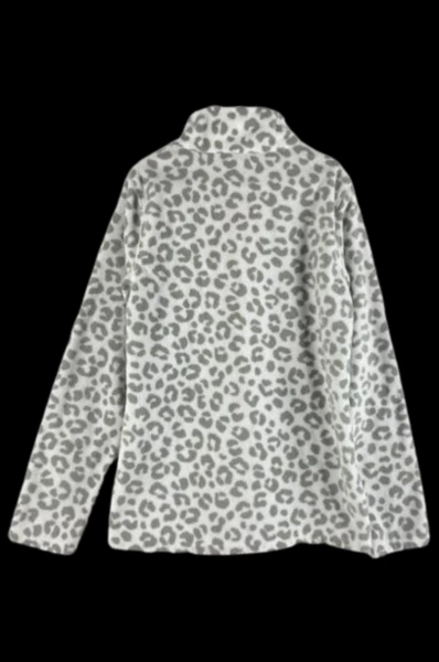 French Toast Girl's Pullover Jacket Size 10-12 Gray White Animal Print Zip