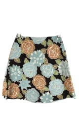 Outfit Petite Size 6 A-Line Skirt Black Blue Floral Stretch Back Zip