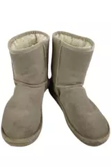 Aus Sport Beige Cream Suede Slip On Boots Unisex Men's 6 Women's 7 Aussie Wool