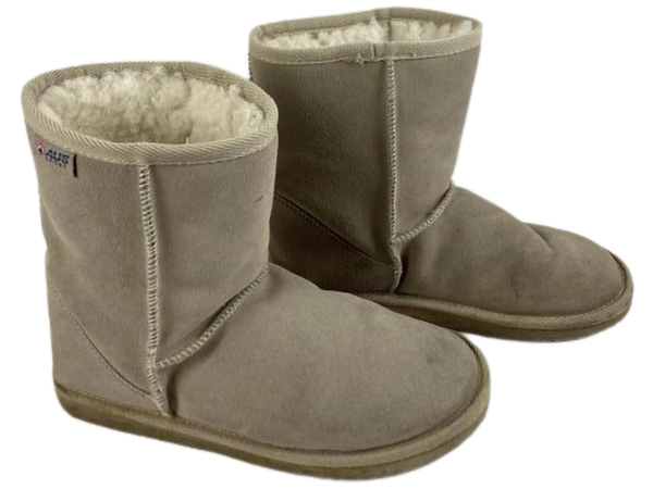 Aus Sport Beige Cream Suede Slip On Boots Unisex Men's 6 Women's 7 Aussie Wool