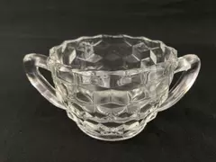 Vintage Fostoria American Glass Sugar Bowl 1915-1982 Block Optic 2.5" Tall