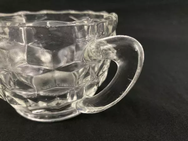 Vintage Fostoria American Glass Sugar Bowl 1915-1982 Block Optic 2.5" Tall