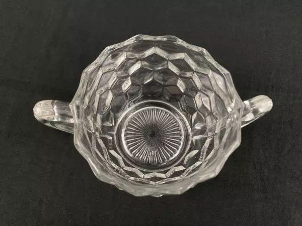 Vintage Fostoria American Glass Sugar Bowl 1915-1982 Block Optic 2.5" Tall