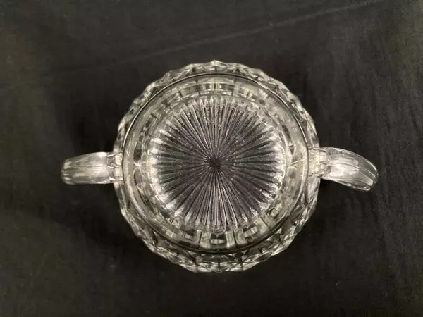 Vintage Fostoria American Glass Sugar Bowl 1915-1982 Block Optic 2.5" Tall