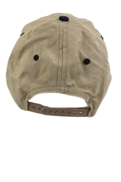 Vintage UK London Trucker Hat Beige Navy Blue Cap Embroidered Souvenir