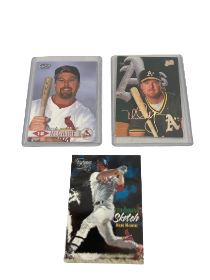 Lot of 3 Mark McGwire Baseball Cards - Pacific, Fleer, Leaf - Good Condition