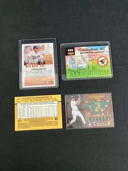 Lot of 4 Cal Ripken Jr. Baseball Cards - Topps, Donruss, Pinnacle