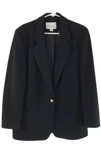 Vintage Royal Studio Women's Black Wool Blazer Jacket Size 10 Classic Style
