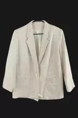 Vintage Women's Cream Blazer Jacket Size 10 Textured One Button Pre-Owned