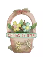 Vintage Spring Is Here Wooden Hanging Sign Wall Decor Flowers & Dragonflies