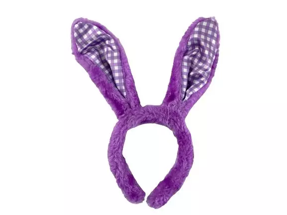 Lot of 2 Faux Fur Easter Bunny Ear Headbands - Pink & Purple Floral Costumes