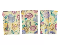 Lot of 3 Vintage Floral Egg Easter Cloth Napkins 17"x17" Table Decor