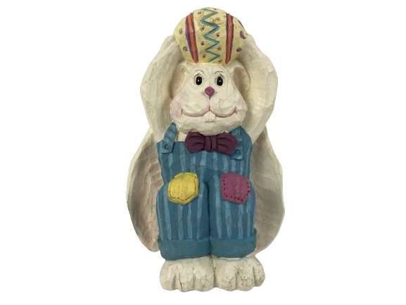 Vintage Carved Resin Easter Bunny Figurine 8" Rabbit Holiday Decor