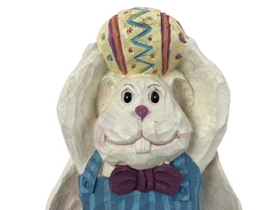 Vintage Carved Resin Easter Bunny Figurine 8" Rabbit Holiday Decor