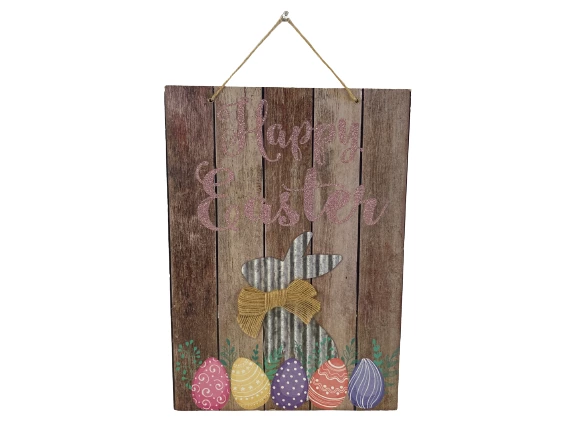 Lot of Happy Easter Wall Hanging Decor Sign with Bunny & Colorful Eggs